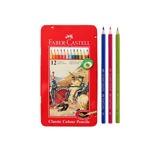 Picture of Faber Castell Classic Color Pencils (Long) - 12 pcs Set